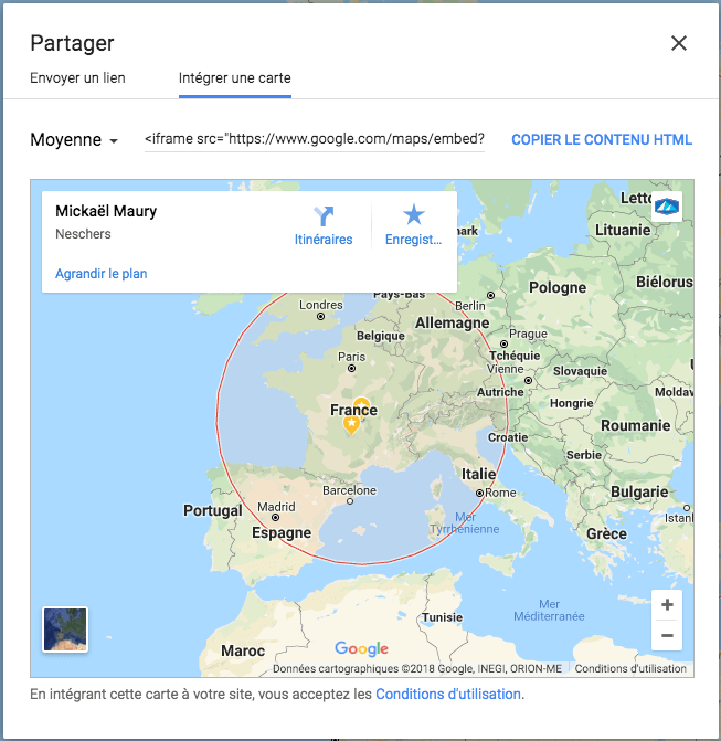 Google Map - Partage - HTML