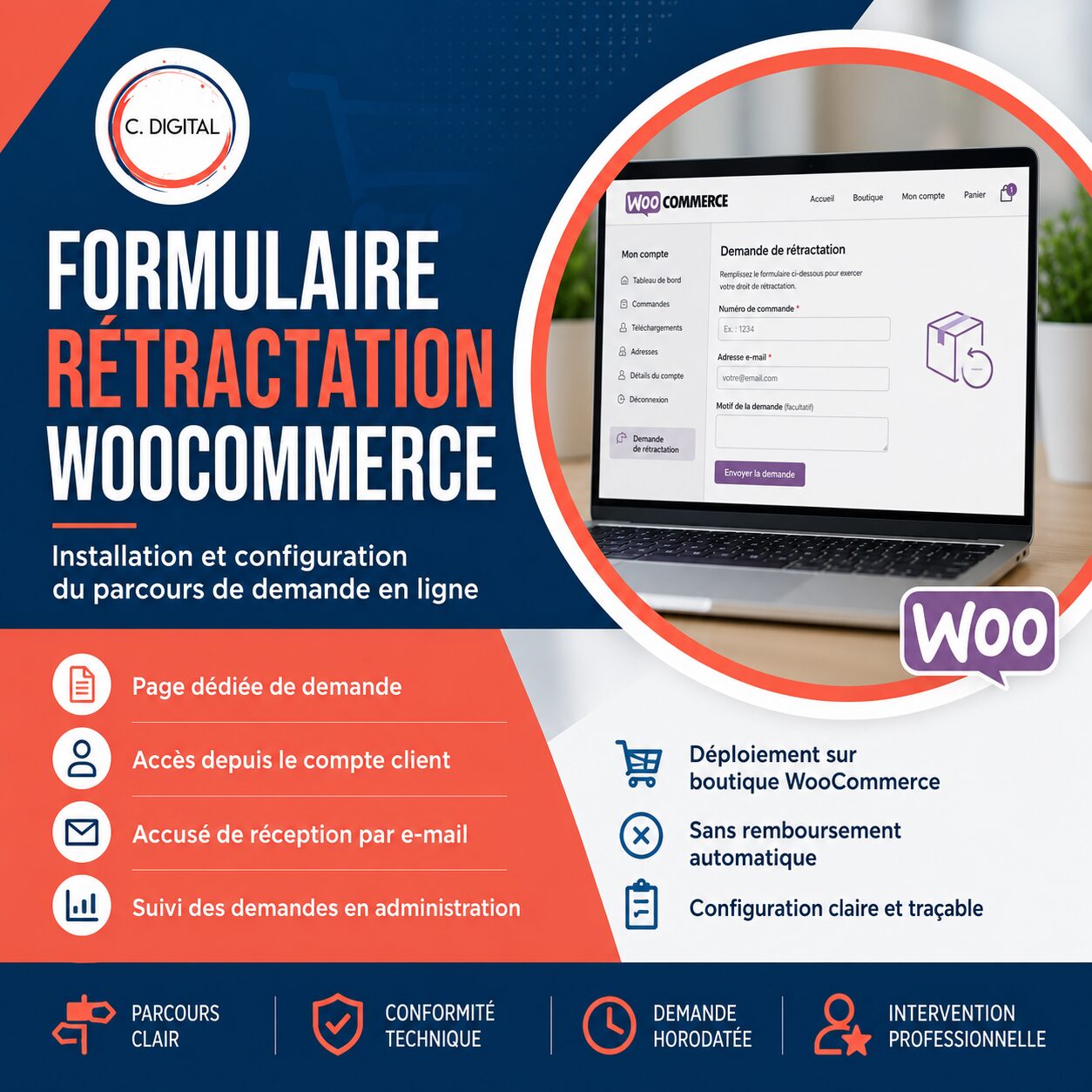 Installation d’un formulaire de demande de rétractation WooCommerce